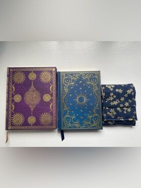 Gold print Fountain pen stationary bundle:2 notebooks and 1 pen pouch New